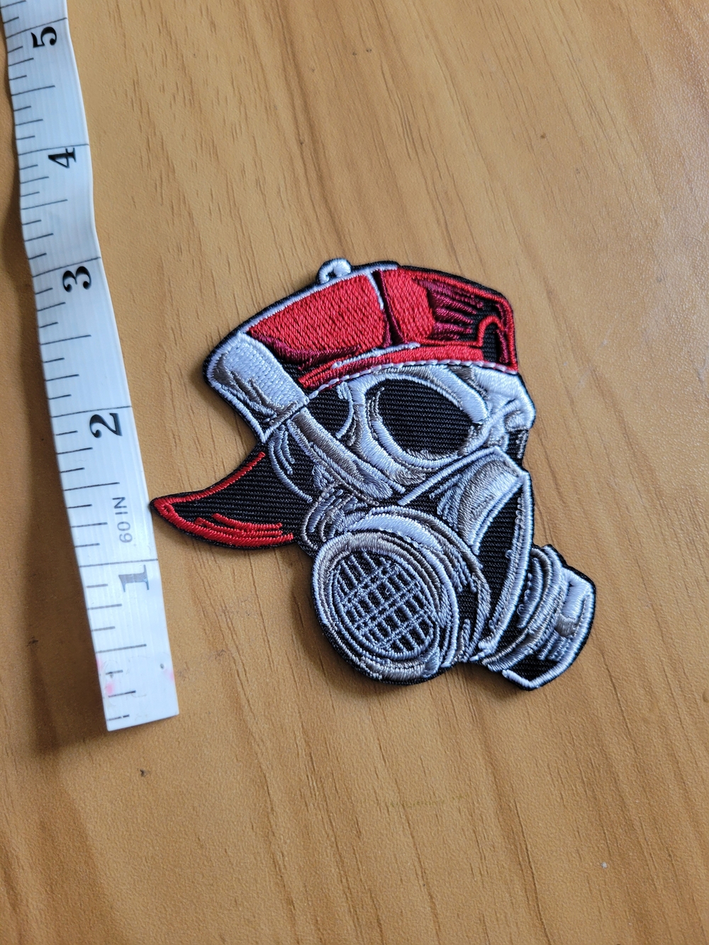 🧋NEW🧋Red & Black Gas Mask Skull Patch - Embroidered Men's Accessory